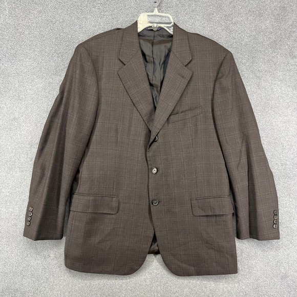Brooks Brothers Golden Fleece Men 44R Brown Plaid Wool Blazer‎ Suit Jacket